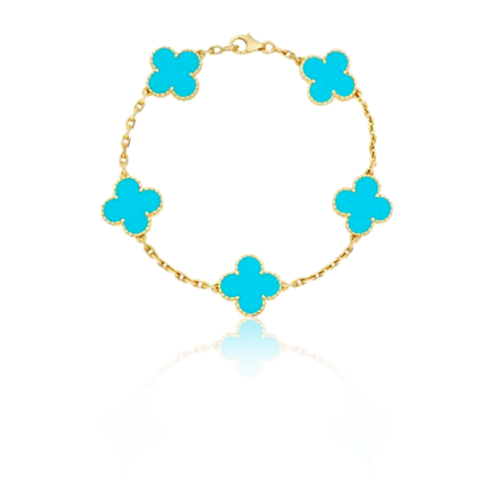 Браслет Van Cleef & Arpels Vintage Alhambra Turquoise арт. ARA42000 5 мотивов