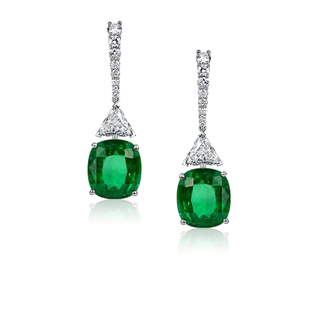 Серьги No name с изумрудами 8 57/8 95ct Vivid Green.