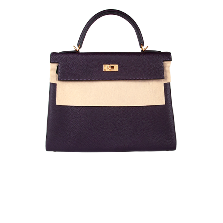 Hermes Сумка Kelly 32 Taurillon clémence raisin