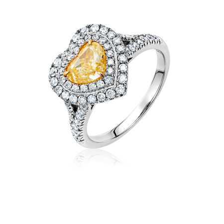 Кольцо No name с бриллиантом Heart 1,00ct Fancy Yellow/SI1