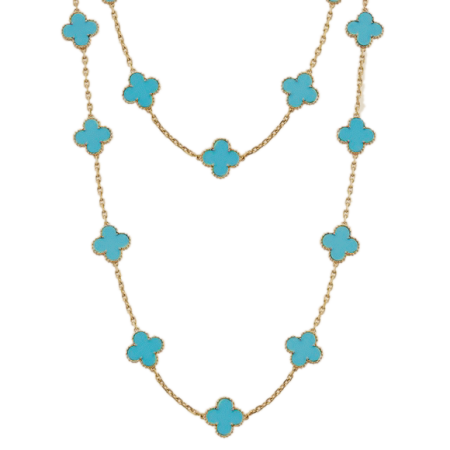 Колье Van Cleef & Arpels Van Cleef and Arpels Alhambra Vintage Turquoise 18k Yellow Gold Necklace