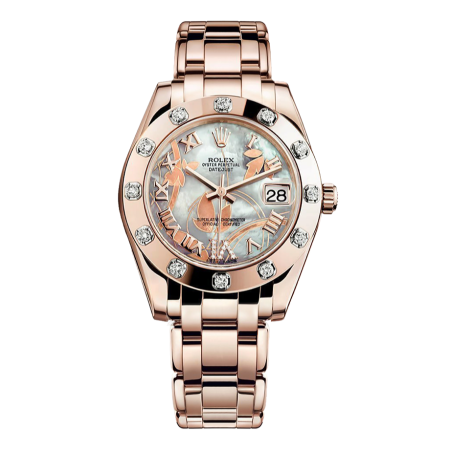 Часы Rolex Pearlmaster Everose Gold 34 mm 81315 White MOP