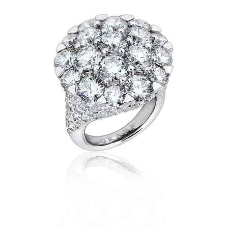 Graff КОЛЬЦО White Round Domed Ring Set With A White Round Diamond Pave Shank ref. RGR 192 DOMED