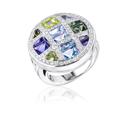 Cartier Pasha Diamond Color Stone White Gold Ring