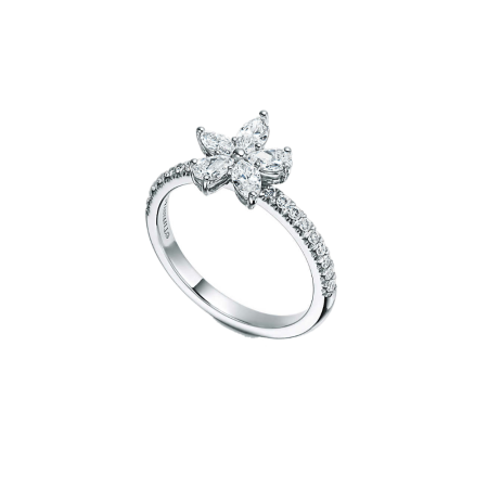 Кольцо Tiffany&Co. Tiffany Victoria -кластер с бриллиантами различных огранок.