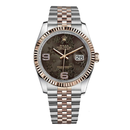 Часы Rolex Datejust 36mm Steel and Everose Gold 116231 Brown Floral Diamonds Dial Jubilee