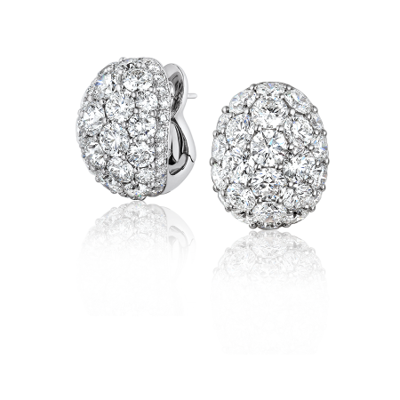 Graff CЕРЬГИ WHITE ROUND DIAMOND BOMBE EARRINGS SET WITH WHITE ROUND DIAMOND PAVE ref. RGE 558 BOMBE