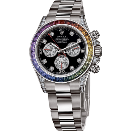 Часы Rolex Daytona Cosmograph 40mm White Gold Rainbow Тюнинг