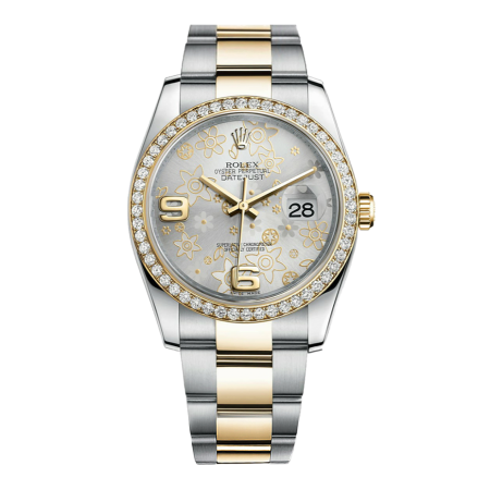Часы Rolex Datejust 36mm Steel and Yellow Gold 116233 Silver Floral Тюнинг