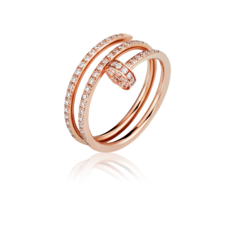 Кольцо Cartier JUSTE UN CLOU RING, DOUBLE, HALF-PAVED B4210956