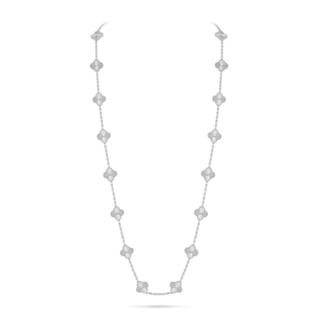 Колье Van Cleef & Arpels Vintage Alhambra long necklace, 20 motifs 18K white gold VCARP9XH00