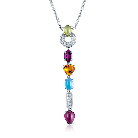 Колье BVLGARI Allegra Diamond Peridot Tourmaline Citrine White Gold Necklace