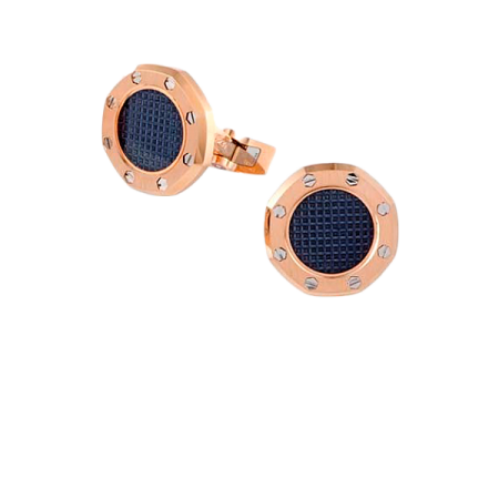 Запонки Audemars Piguet Cufflinks Royal Oak Pink Gold Blue Center