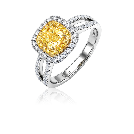 Кольцо No name с бриллиантом кушон 1,01ct FLY/VS1.