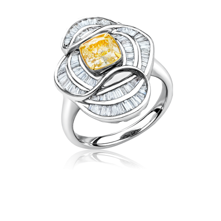 Кольцо No name с бриллиантом огранки кушон 1,05ct FLY/VVS1.