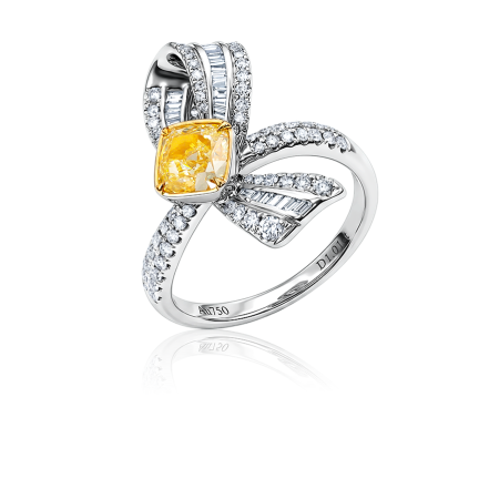 Кольцо No name с бриллиантом кушон 1,01ct FLY/SI1.