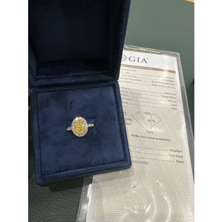 Кольцо No name с бриллиантом Oval 2,66ct FY/VVS1 GIA