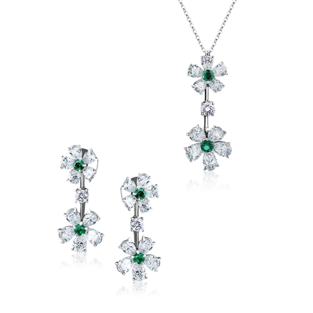 Комплект Graff DOUBLE FLOWER EMERALD & DIAMOND SET