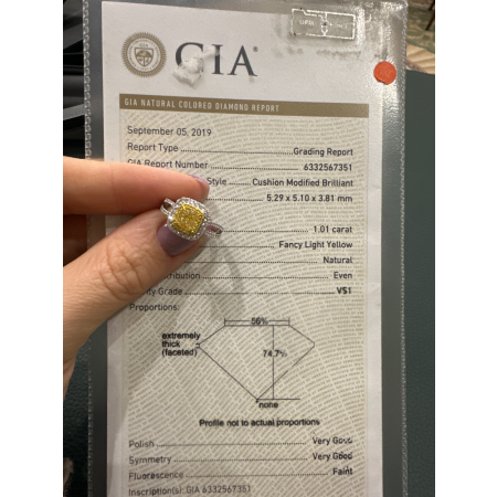 Кольцо No name  с бриллиантом фантазийной огранки 1,01ct FLY/VS1