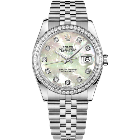 ROLEX OYSTER DATEJUST 36 MM WHITE GOLD DIAMOND BEZEL