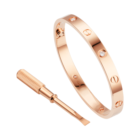 Браслет Cartier LOVE BRACELET 4 DIAMONDS PINK GOLD