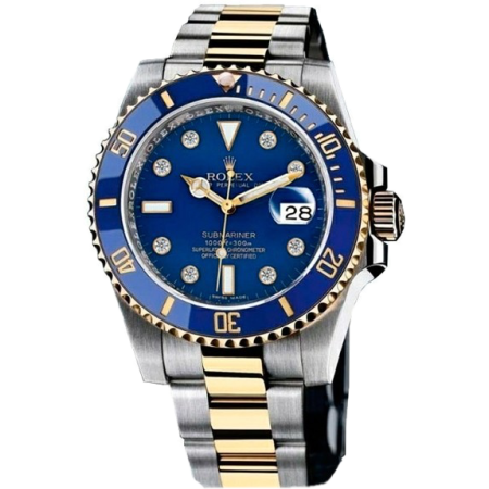Часы Rolex Submariner Date 40mm Steel and Yellow Gold Ceramic 116613 blue dial 8 diamond