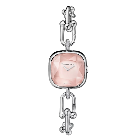 Часы Tiffany&Co Tiffany HardWear Watch in Sterling Silver and Diamonds with Pink Mother-of-pearl