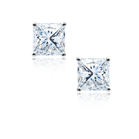 Серьги No name с бриллиантами Princess 2,00ct I/VS1 - 2,00ct J/VVS2