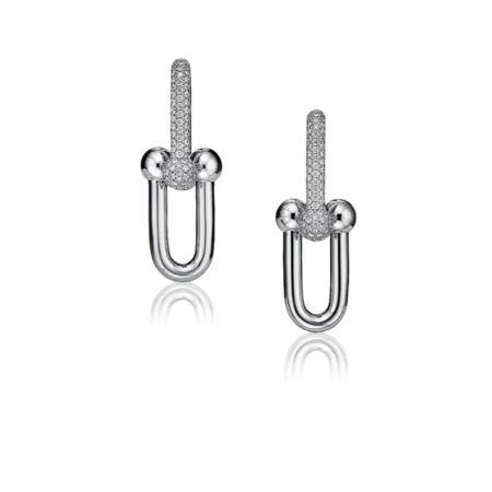 Серьги Tiffany&Co. Tiffany HardWear Link Earrings in White Gold with Pavé Diamonds