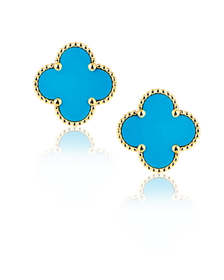 Серьги Van Cleef & Arpels Turquoise Magic Alhambra Yellow Gold Earrings