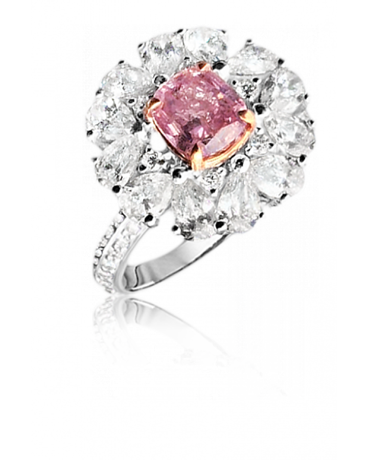 Кольцо с бриллиантом No name Кольцо с фантазийно-розовым натуральным бриллиантом 1.01ct