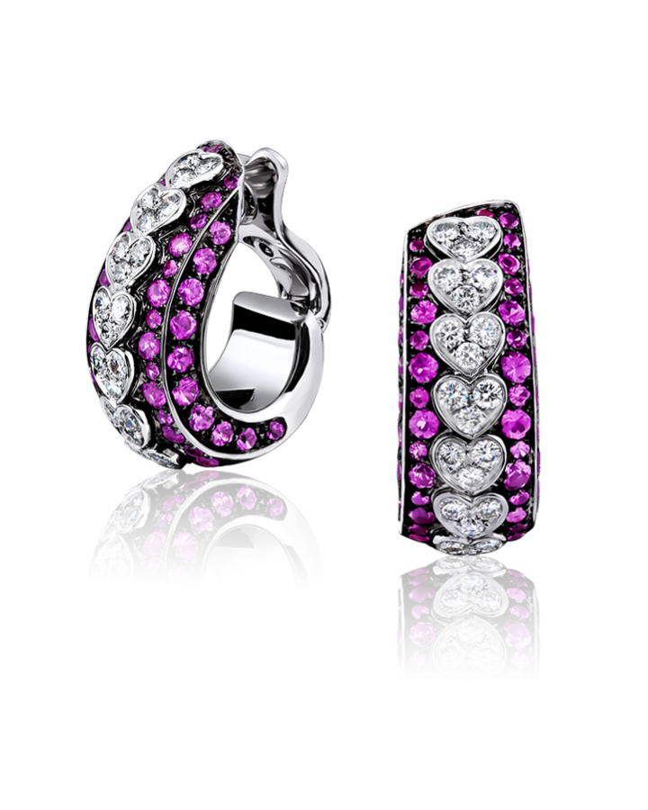 Серьги Chopard HAPPY DIAMONDS 18K WHITE GOLD DIAMONDS AND PINK SAPPHIRES 844104-1004