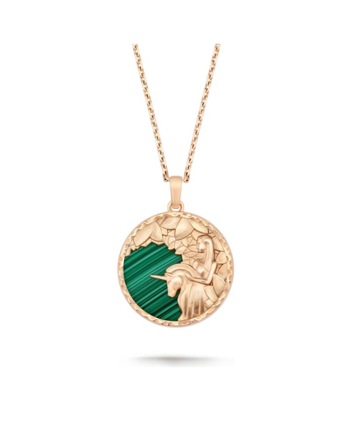Кулон Van Cleef & Arpels Zodiaque long necklace Virginis (Дева) 18K rose gold Malachite VCARP9RB00