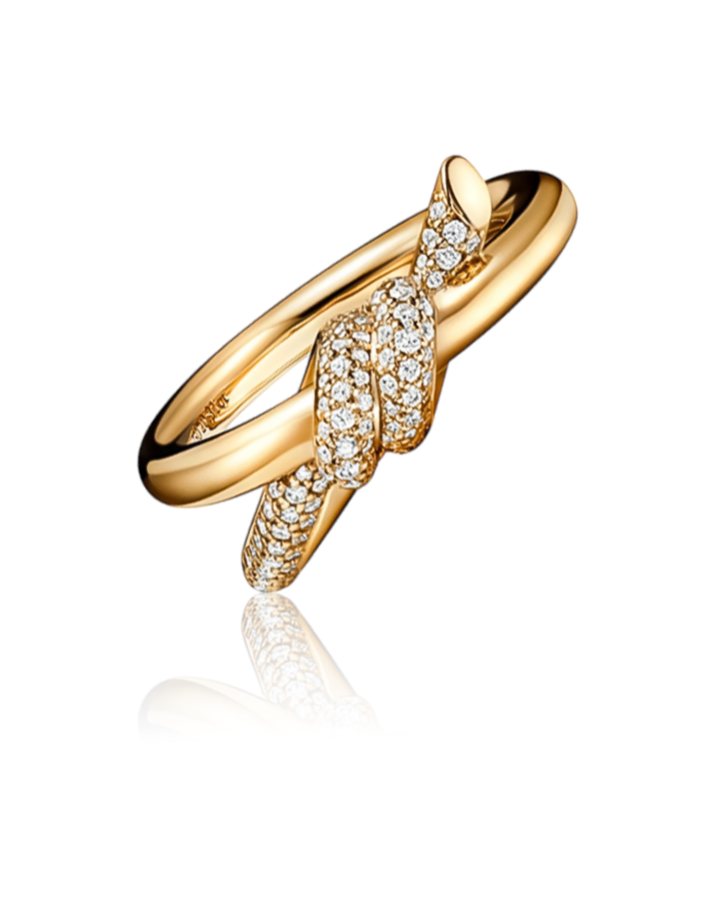 Кольцо Tiffany&Co. Tiffany Knot Double Row Ring in Yellow Gold with Diamonds