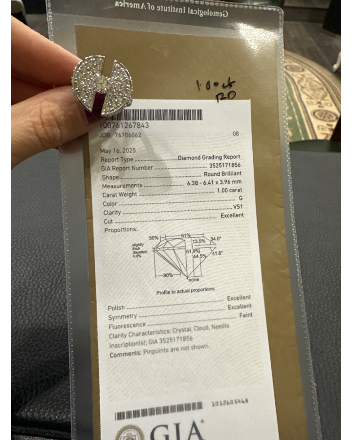 Кольцо No name с бриллиантами 1 00ct G/VS1 GIA.
