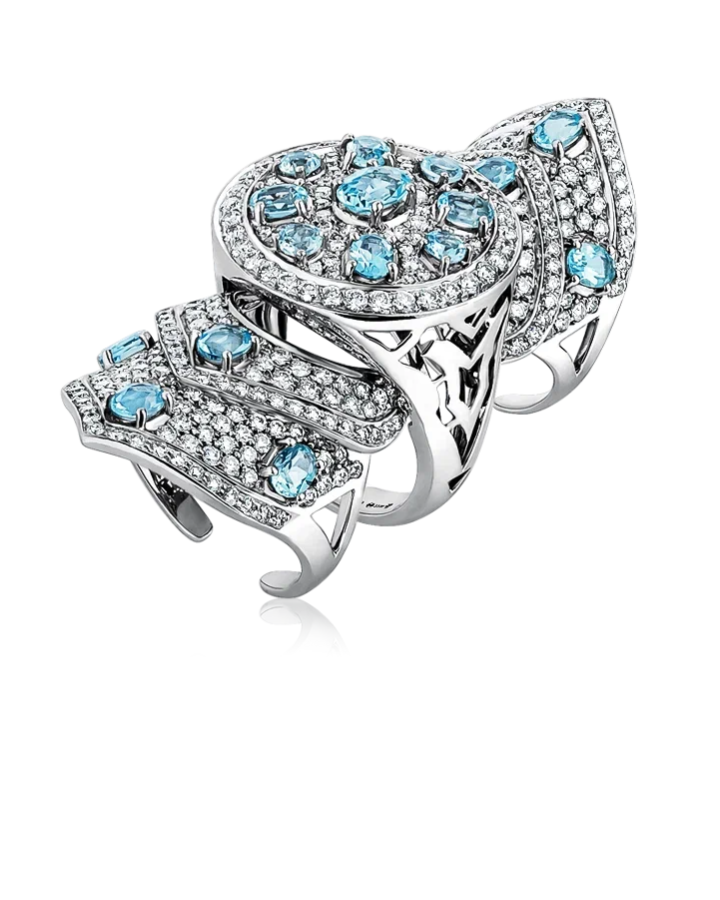 Кольцо Grimoldi Milano Zaffiro с бриллиантами и топазами.