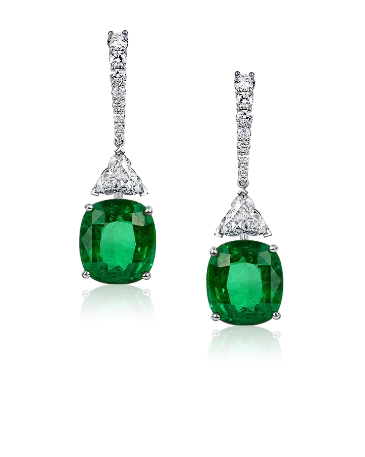 Серьги No name с изумрудами 8 57/8 95ct Vivid Green.