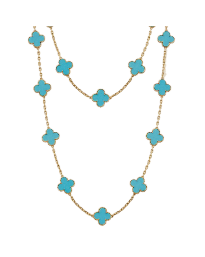 Колье Van Cleef & Arpels Van Cleef and Arpels Alhambra Vintage Turquoise 18k Yellow Gold Necklace