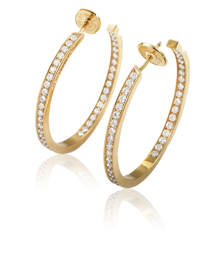 Серьги Cartier Classic Diamond Gold Hoop CRT02021618