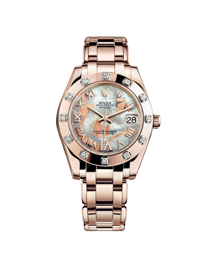 Часы Rolex Pearlmaster Everose Gold 34 mm 81315 White MOP