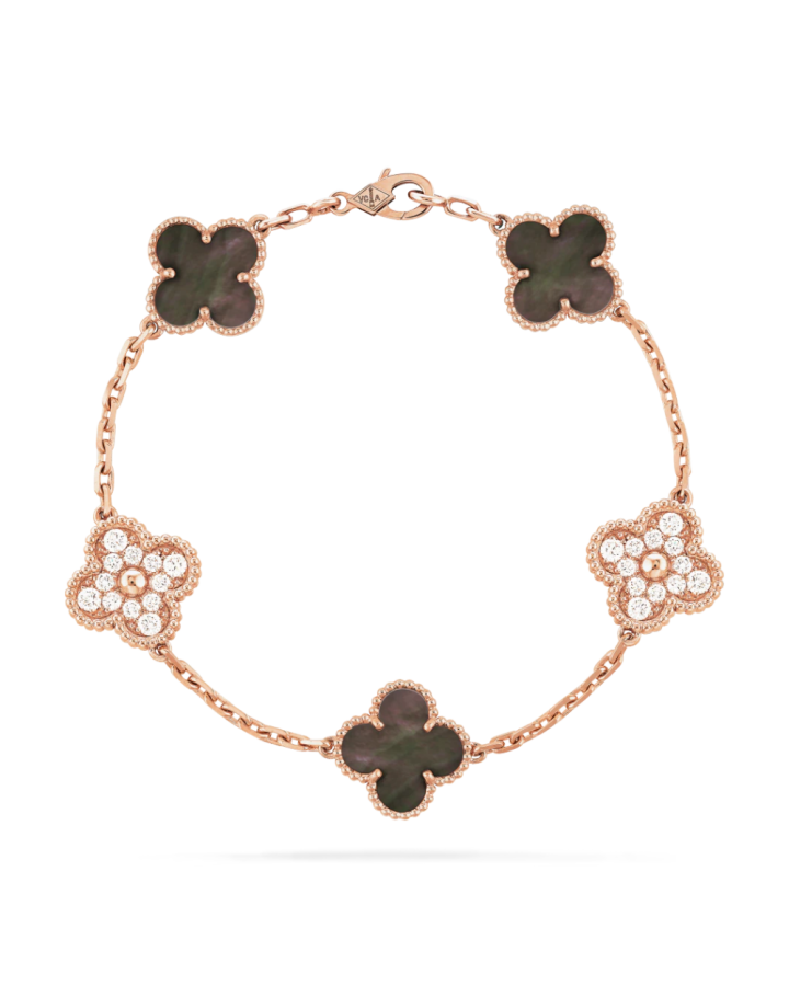 Браслет Van Cleef & Arpels Vintage Alhambra bracelet 5 motifs Diamond Mother-of-pearl VCARP2R100