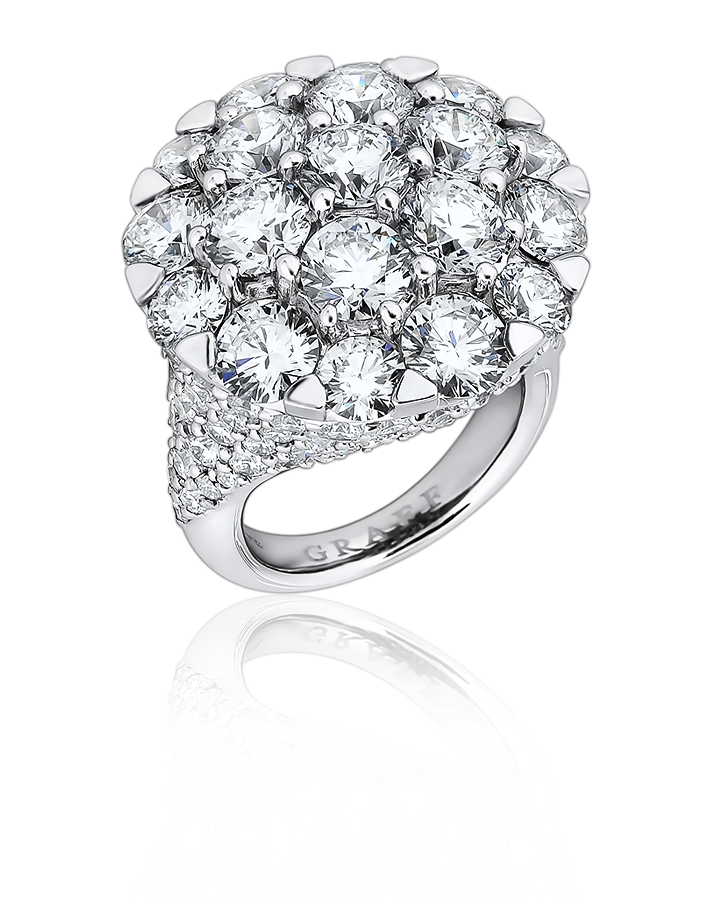 Graff КОЛЬЦО White Round Domed Ring Set With A White Round Diamond Pave Shank ref. RGR 192 DOMED