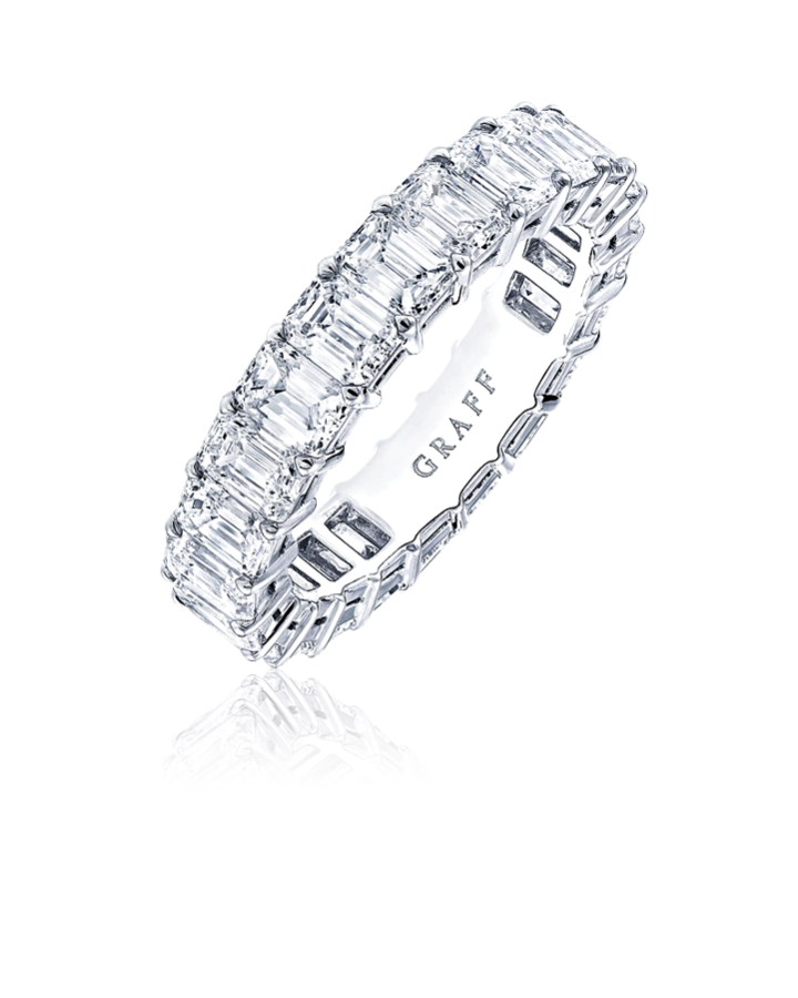 Кольцо Graff Emerald Cut Diamond Wedding Band PLATINUM 8 02CARAT