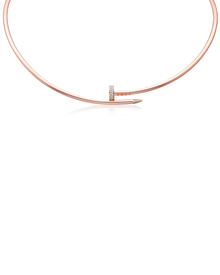 Колье Cartier JUSTE UN CLOU TORQUE NECKLACE SMALL MODEL DIAMONDS N7424420 (31 5 cm).