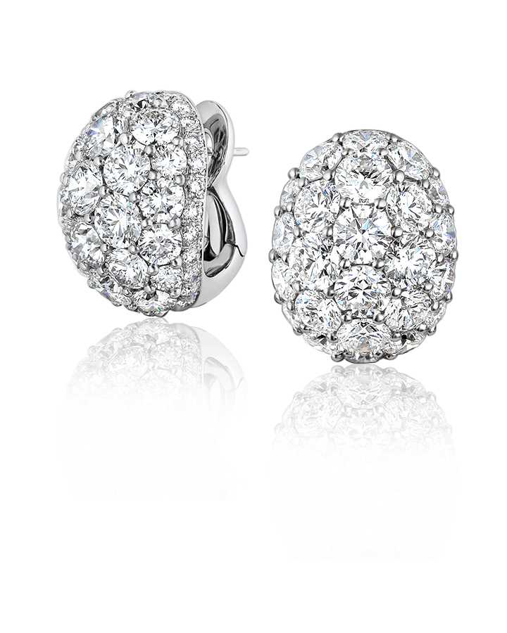 Graff CЕРЬГИ WHITE ROUND DIAMOND BOMBE EARRINGS SET WITH WHITE ROUND DIAMOND PAVE ref. RGE 558 BOMBE