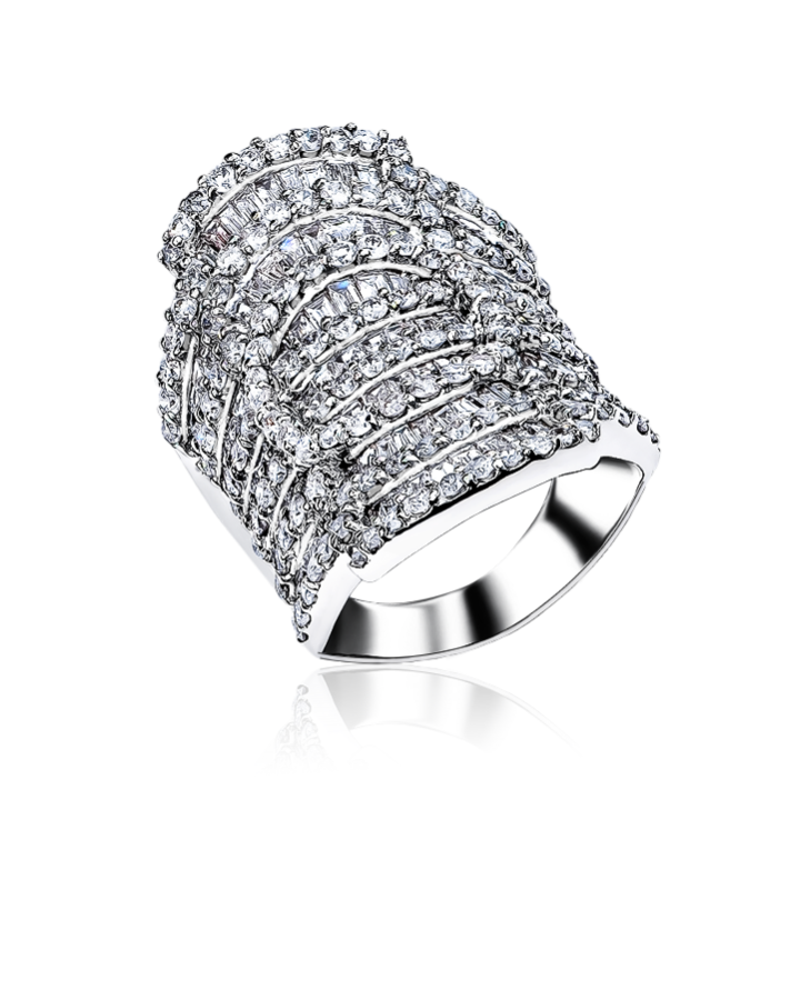 Кольцо RALFDIAMONDS с багетами и бриллиантами.