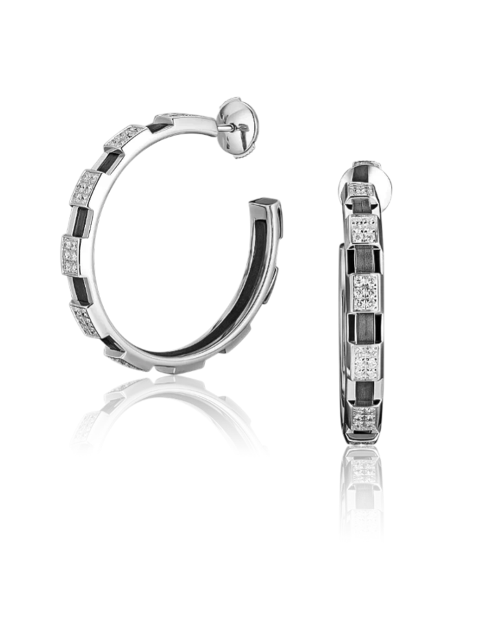 Серьги Chaumet Class One Large Hoop White Gold Diamonds