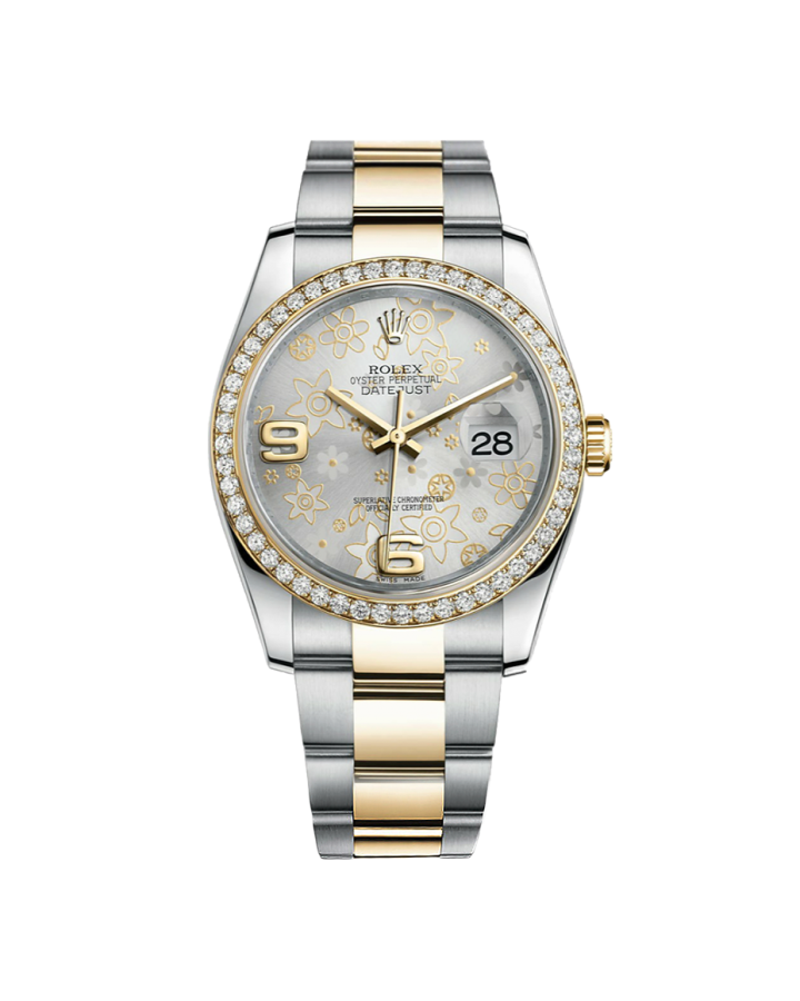 Часы Rolex Datejust 36mm Steel and Yellow Gold 116233 Silver Floral Тюнинг