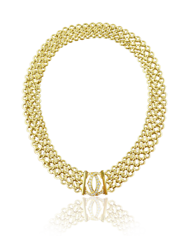 Колье Cartier Penelope Diamond Double c Fife-Row Yellow Gold Necklace