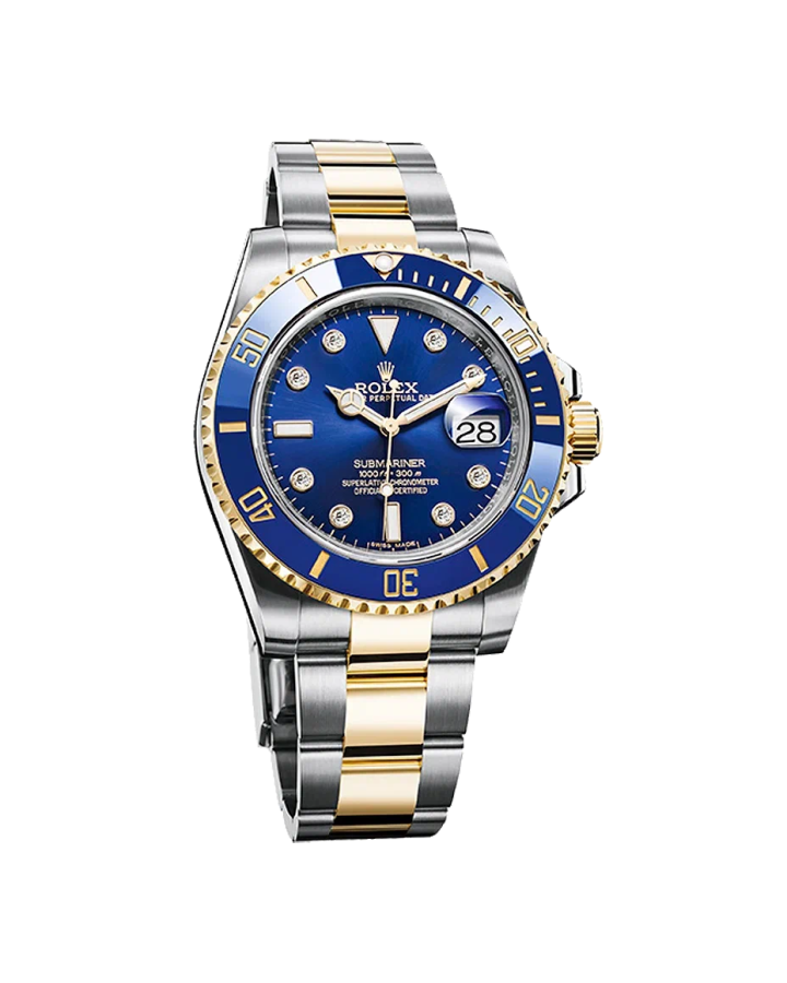 Часы Rolex Submariner Date 40mm Steel and Yellow Gold Ceramic 116613 blue dial 8 diamond